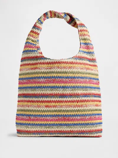 Gap Slouchy Straw Tote Bag In Rainbow Stripe