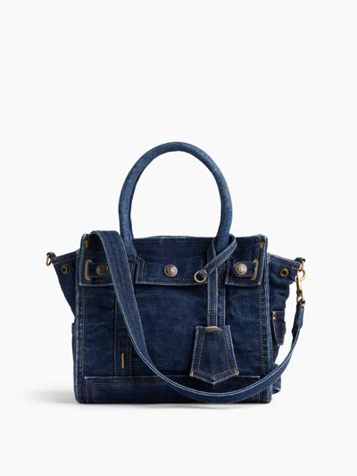 Gap Small Denim Five Pocket Tote In Dark Wash