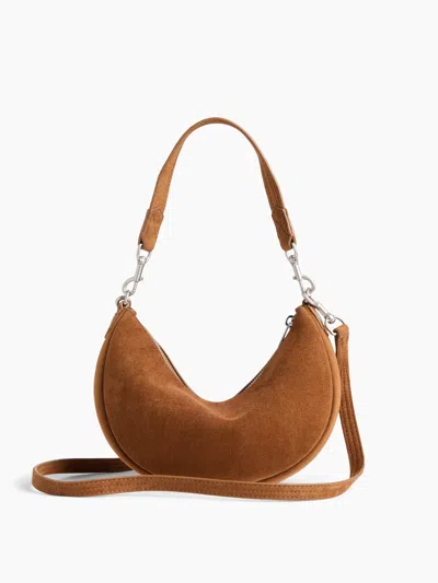 Gap Small Vegan Suede Crescent Crossbody In Palomino Brown