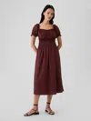 Gap Smocked Midi Dress In Noir Red