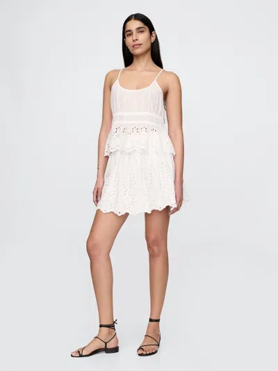 Gap Smocked Mini Skirt In Off White