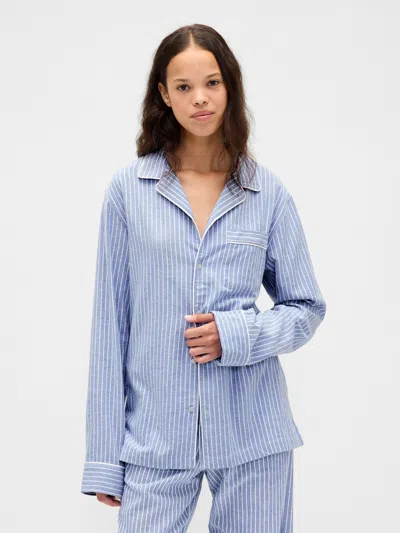 Gap Softest Flannel Oversized Pj Shirt In Blue