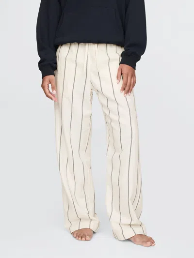 Gap Softest Flannel Pants In Ivory And Black Stripe
