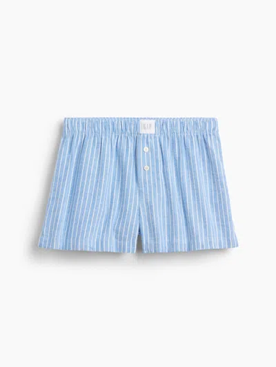 Gap Softest Flannel Pj Boxer Shorts In Blue Stripes