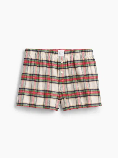 Gap Softest Flannel Pj Boxer Shorts In Red Plaid
