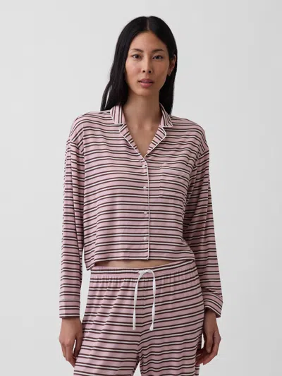 Gap Softest Modal Crop Pj Top In Bold Pink Stripe