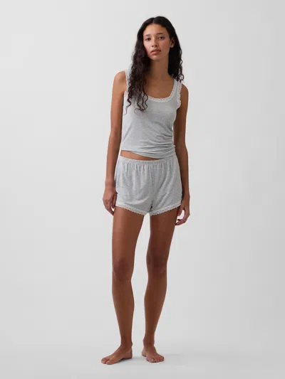 Gap Softest Modal Lace-trim Pj Shorts In Gray
