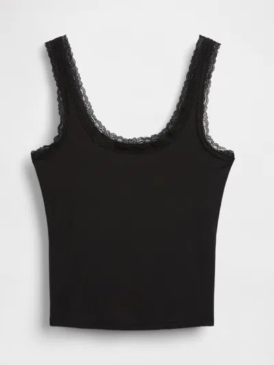 Gap Softest Modal Lace-trim Pj Tank Top In Black