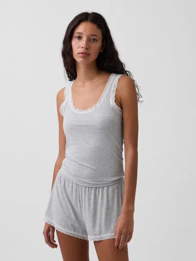 Gap Softest Modal Lace-trim Pj Tank Top In Gray