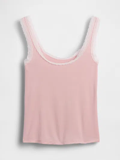 Gap Softest Modal Lace-trim Pj Tank Top In Pink
