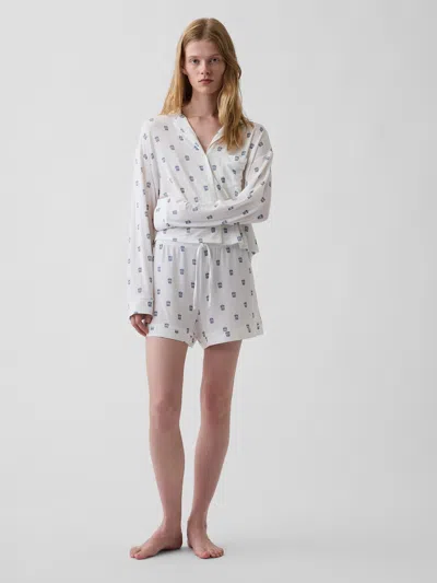Gap Softest Modal Pj Shorts In Off White Coffee Cup Print