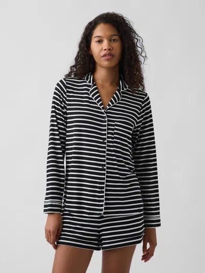 Gap Softest Modal Pj Top In Black & White Stripe