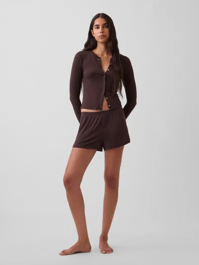 Gap Softest Modal Rib Pj Shorts In Terra Brown
