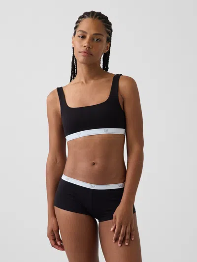 Gap Softest Organic Stretch Cotton  Logo Bralette In Black