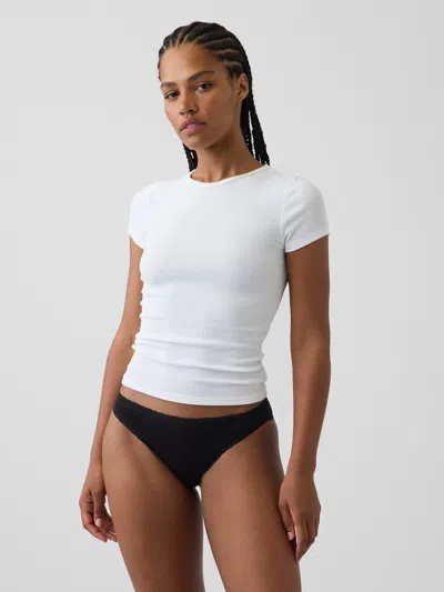 Gap Softest Organic Stretch Cotton Lace-trim Bikini In Black