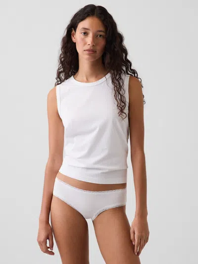 Gap Softest Organic Stretch Cotton Lace-trim Cheeky Hipster In Fresh White