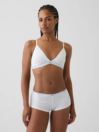 Gap Softest Organic Stretch Cotton Logo Triangle Bra In Fresh White