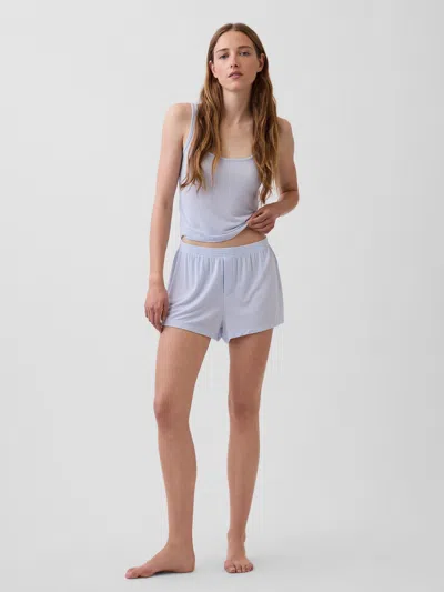 Gap Softest Ultrafine Rib Modal Pj Shorts In Button Down Blue