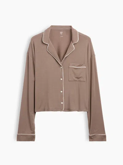 Gap Softmade Modal Crop Pj Top In Toasted Almond Brown