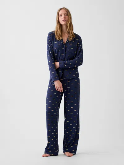 Gap Softmade Modal Pj Pants In Blue Taxi Print