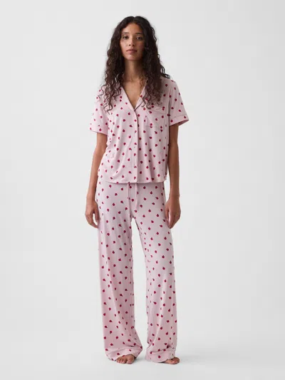 Gap Softmade Modal Pj Pants In Pink Apple Print