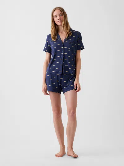 Gap Softmade Modal Pj Shorts In Blue Taxi Print