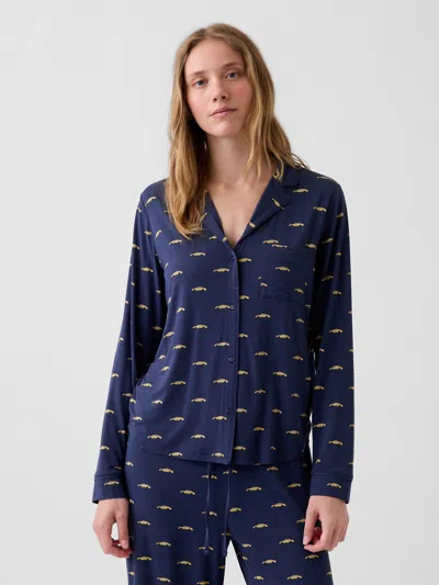 Gap Softmade Modal Pj Top In Blue Taxi Print