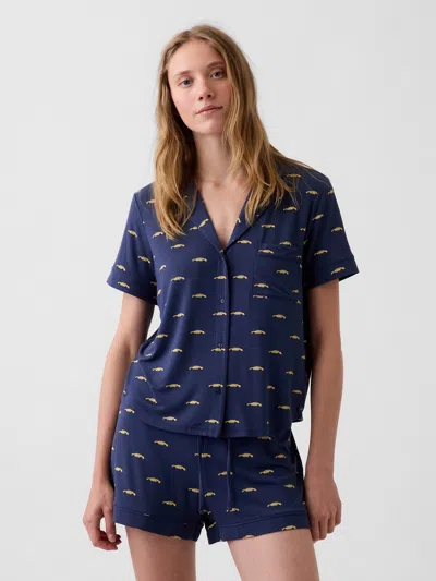 Gap Softmade Modal Pj Top In Blue Taxi Print