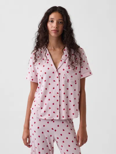 Gap Softmade Modal Pj Top In Pink Apple Print