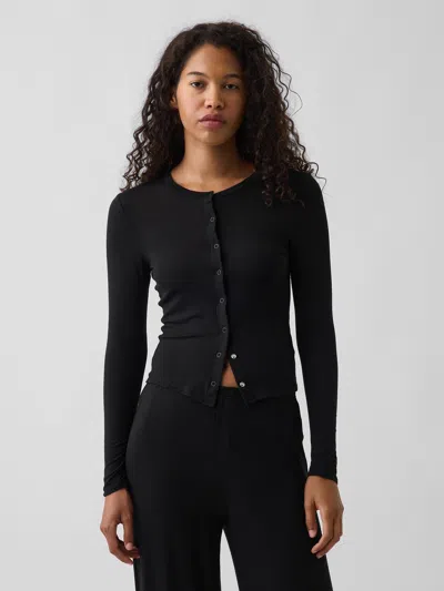 Gap Softmade Modal Rib Pj Cardigan In Black