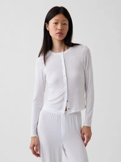 Gap Softmade Modal Rib Pj Cardigan In Fresh White