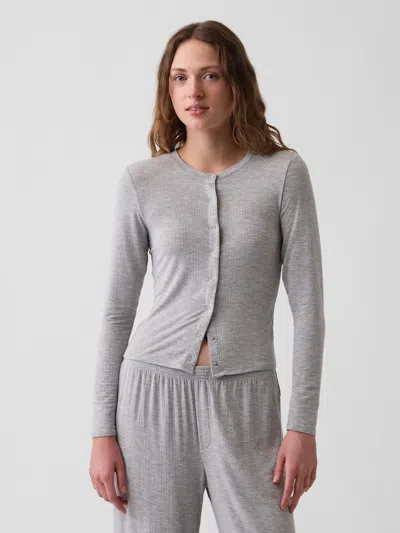 Gap Softmade Modal Rib Pj Cardigan In Light Grey