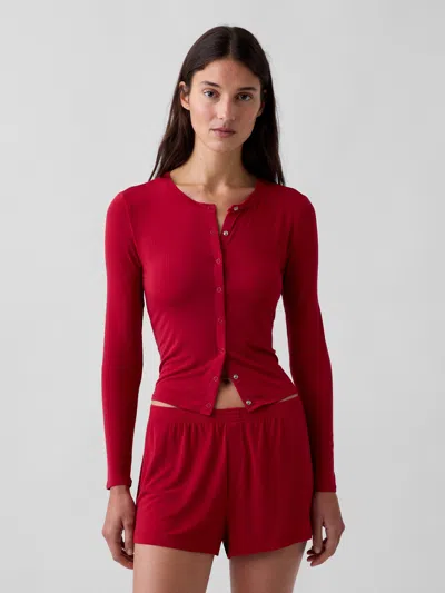 Gap Softmade Modal Rib Pj Cardigan In Sled Red