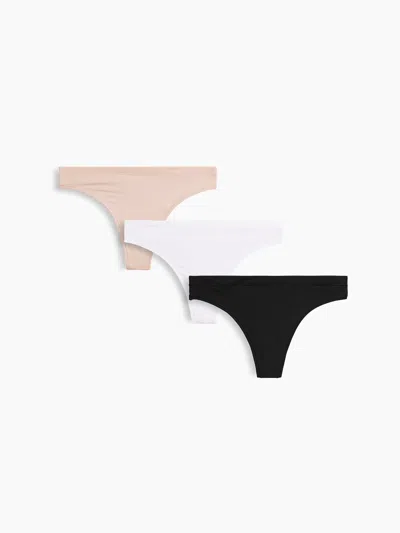 Gap Softmade Modal Thong (3-pack) In Blush Beige/ White/ & Black