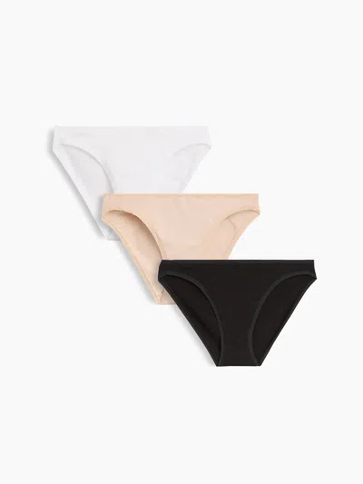 Gap Softmade Organic Stretch Cotton Bikini (3-pack) In White/ Black/ & Nude