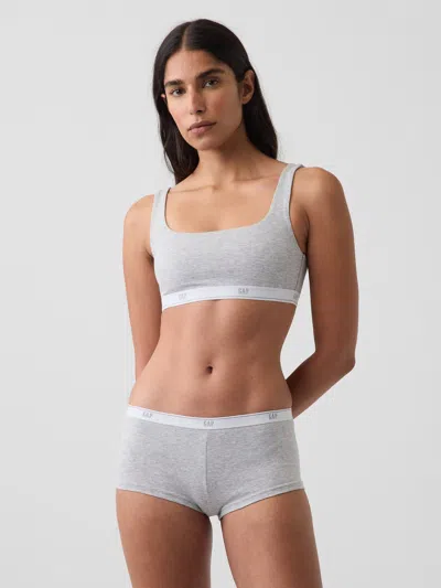 Gap Softmade Organic Stretch Cotton  Logo Bralette In Light Grey