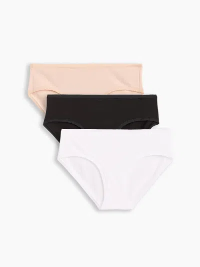 Gap Softmade Organic Stretch Cotton Hipster (3-pack) In White/ Black/ & Nude