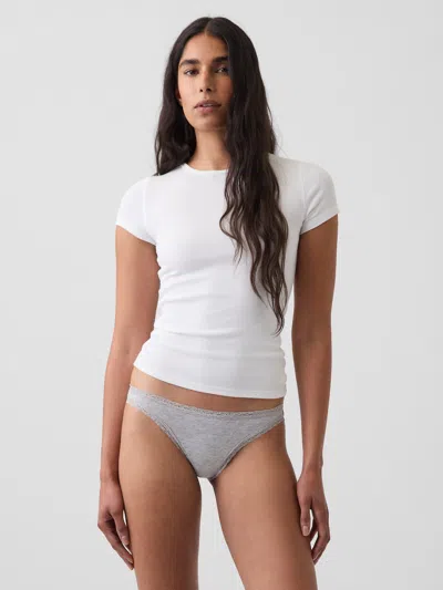 Gap Softmade Organic Stretch Cotton Lace-trim Bikini In Grey