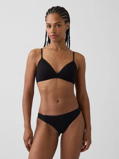 Gap Softmade Organic Stretch Cotton Lace-trim Triangle Bralette In Black