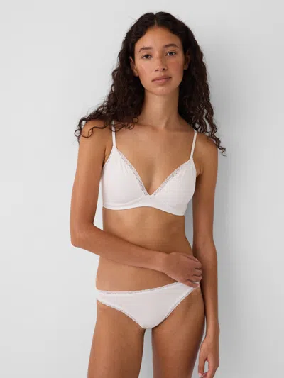 Gap Softmade Organic Stretch Cotton Lace-trim Triangle Bralette In White
