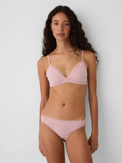 Gap Softmade Organic Stretch Cotton Lace-trim Triangle Bralette In Primitive Pink