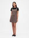 Gap Square-neck Pleated Mini Dress In Brown