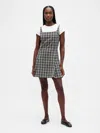 Gap Square-neck Pleated Mini Dress In Gray