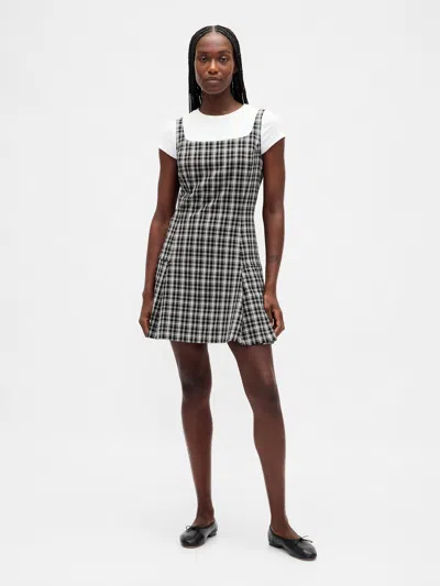 Gap Square-neck Pleated Mini Dress In Gray