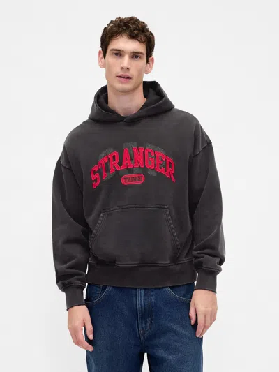 Gap Stranger Things Adult Heavyweight Hoodie In Black