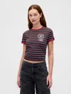 Gap Stranger Things Organic Cotton Vintagesoft Crop T-shirt In Multi