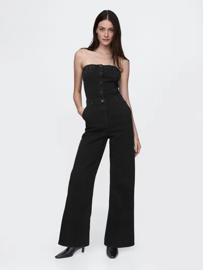 Gap Strapless Denim Jumpsuit In Black Wash