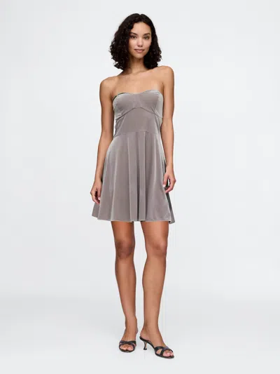 Gap Strapless Velvet Mini Dress In Plymouth Rock Brown