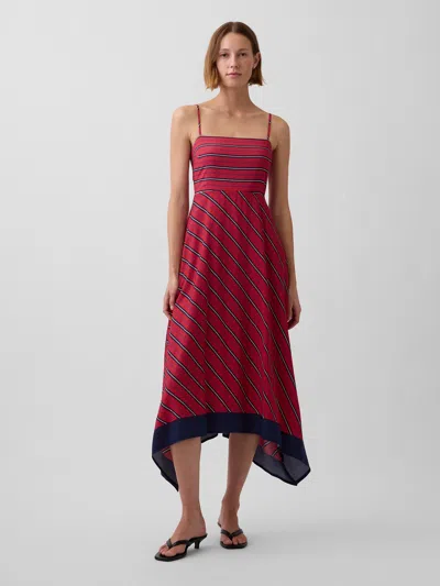 Gap Stripe Handkerchief Midi Dress In Red