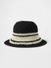 Gap Striped Straw Bucket Hat In Black